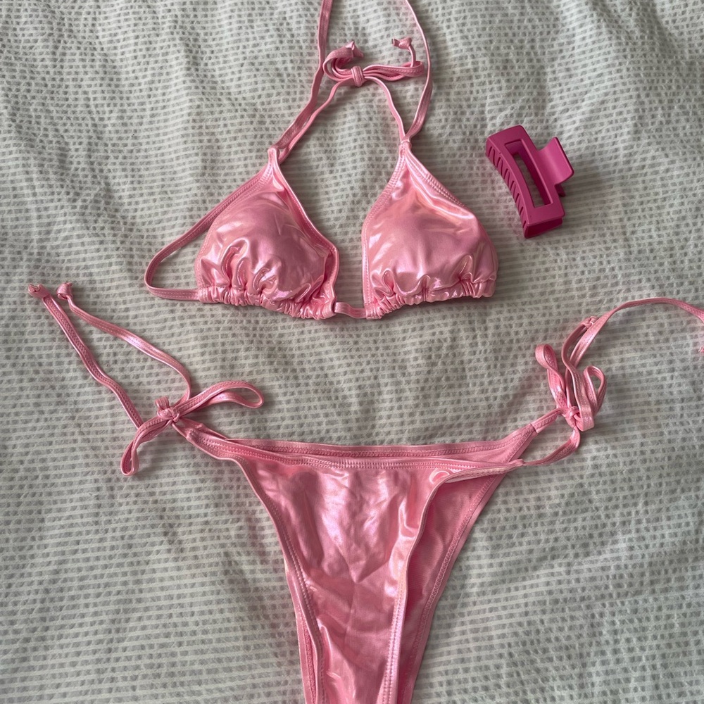 Shiny Pink Bikini Set